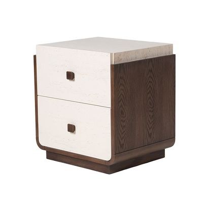 Oboro 2 Drawer Night Stand-Walnut/Beige - Image 3