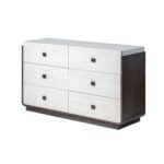 Oboro 6 drawer Dresser Mirror With Stool - Walnut/Beige