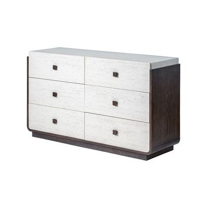 Oboro 6 drawer Dresser Mirror With Stool - Walnut/Beige - Image 3