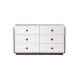Oboro 6 drawer Dresser Mirror With Stool - Walnut/Beige