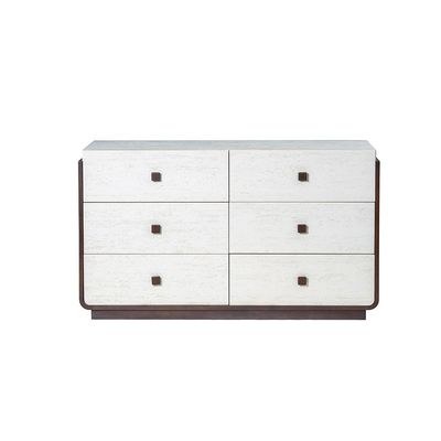 Oboro 6 drawer Dresser Mirror With Stool - Walnut/Beige - Image 4