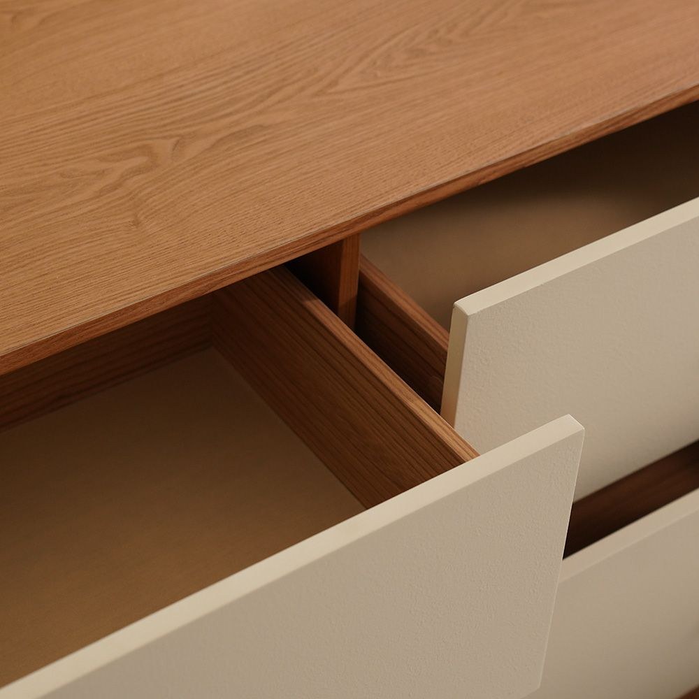 Nordomi 6-Drawer Dresser with Mirror with Stool - Beige/Natural - With 2-Year Warranty - Image 4