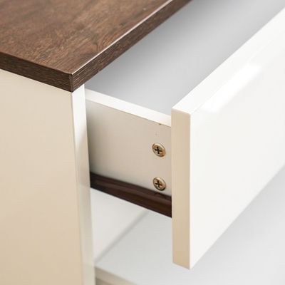 Sparkle 2-Drawer Nightstand - High Gloss White & Dark Brown - With 2-Year Warranty - Image 3