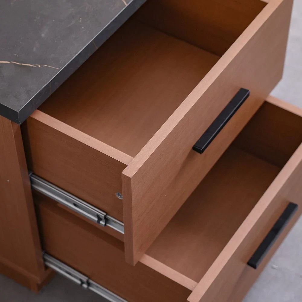 Pera 2 Drawer Night Stand - Walnut/Black Marble - Image 4