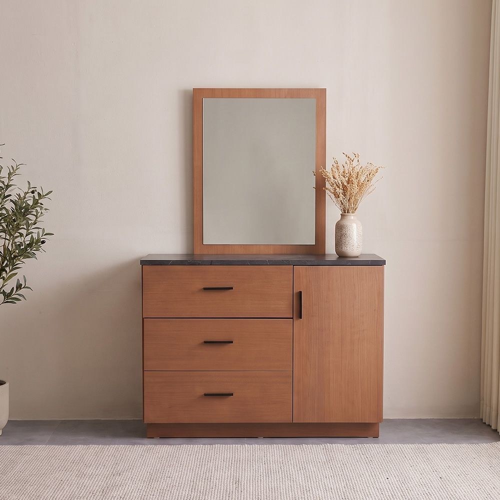 Pera Dresser with Mirror - Walnut/Black Marble - Image 2