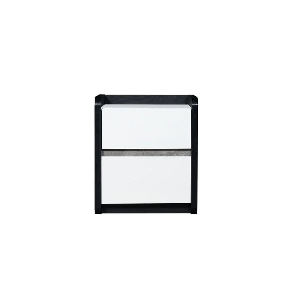 Diamond 2Drawers Nightstand-Black+Gloss White - Image 4
