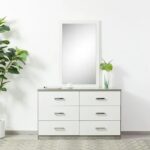 Allano Dresser with Mirror - Cement /White - With 2-Year Warranty