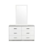Allano Dresser with Mirror - Cement /White - With 2-Year Warranty