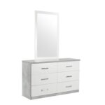 Allano Dresser with Mirror - Cement /White - With 2-Year Warranty