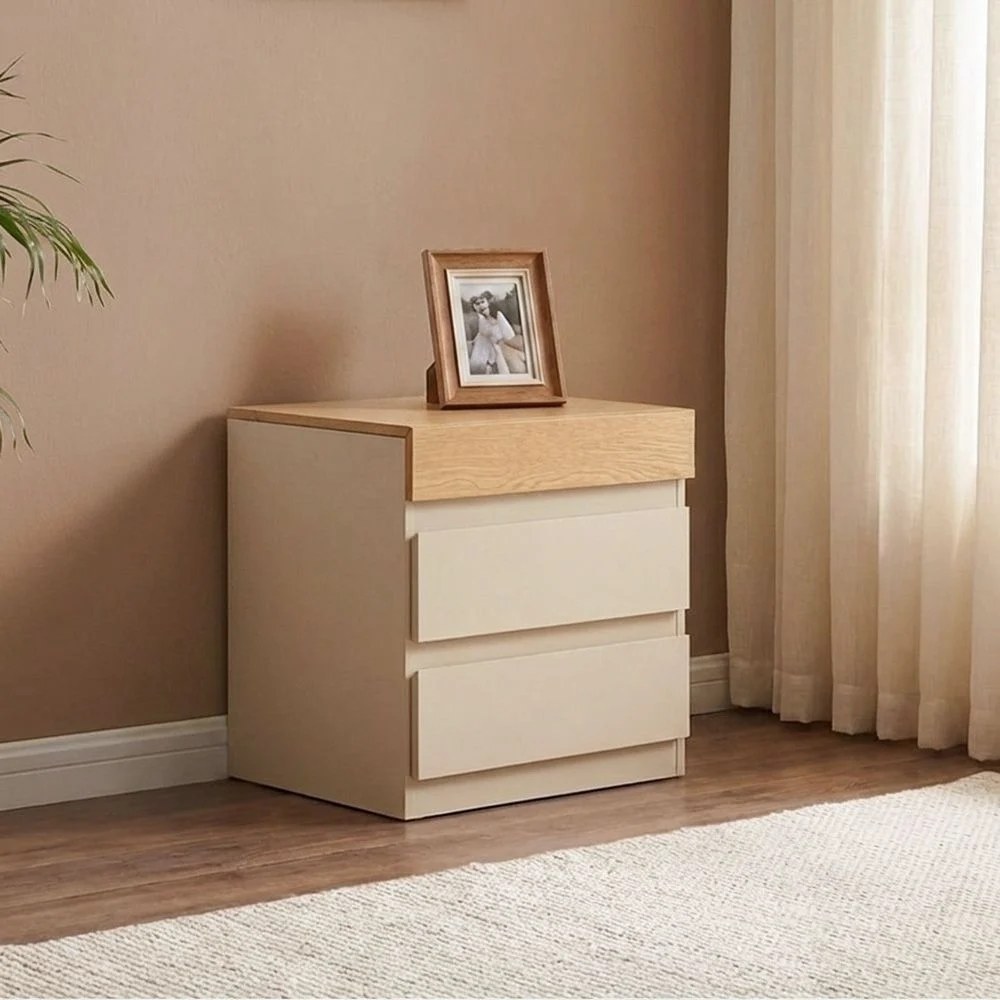 Bellano Night Stand With Hidden Storage - Taupe/Oak