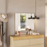 Bellano Dresser With Mirror + Hidden Storage - Taupe/Oak