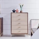 Atlanta Chest of 5 Drawers - Walnut/Beige