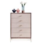 Atlanta Chest of 5 Drawers - Walnut/Beige