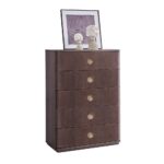 Jacksonville Chest of 5 Drawers - Brown/Gold - With 2-Year Warranty