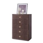 Jacksonville Chest of 5 Drawers - Brown/Gold - With 2-Year Warranty