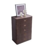 Jacksonville Chest of 5 Drawers - Brown/Gold - With 2-Year Warranty