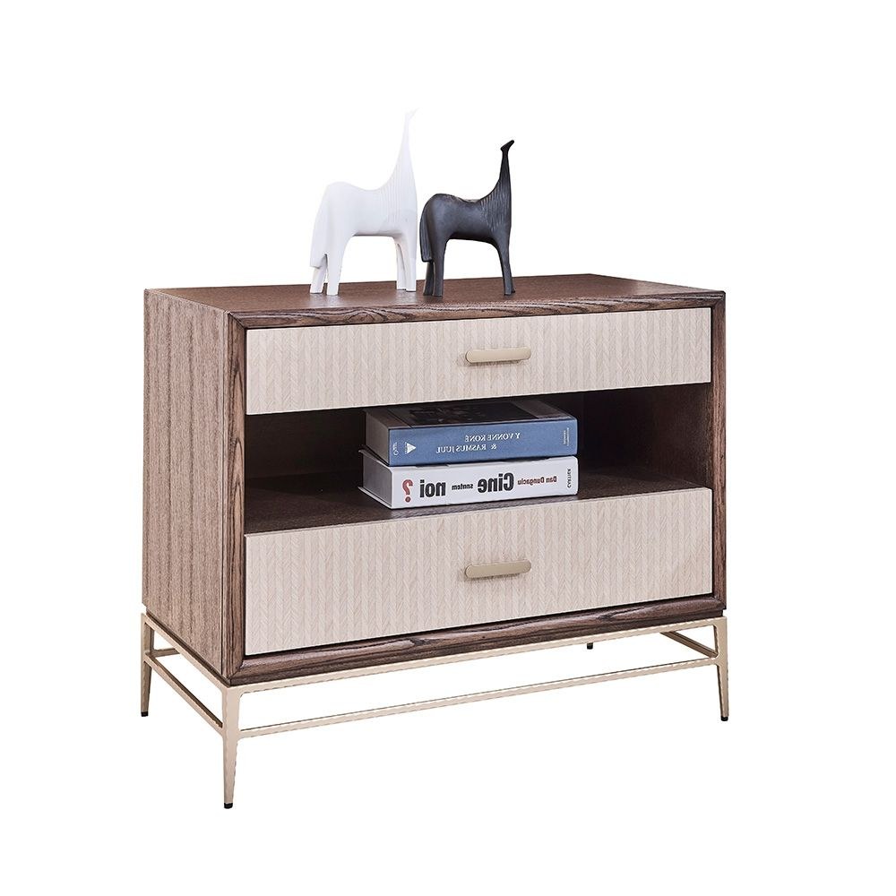 Atlanta 2 Drawer Night Stand - Walnut/Beige - Image 3
