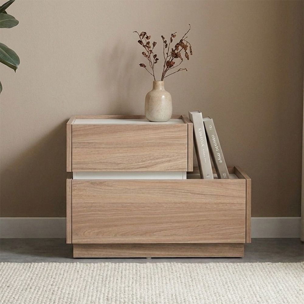 Vallary 2 Drawer Left Night Stand -Grey Walnut/Cream - Image 2