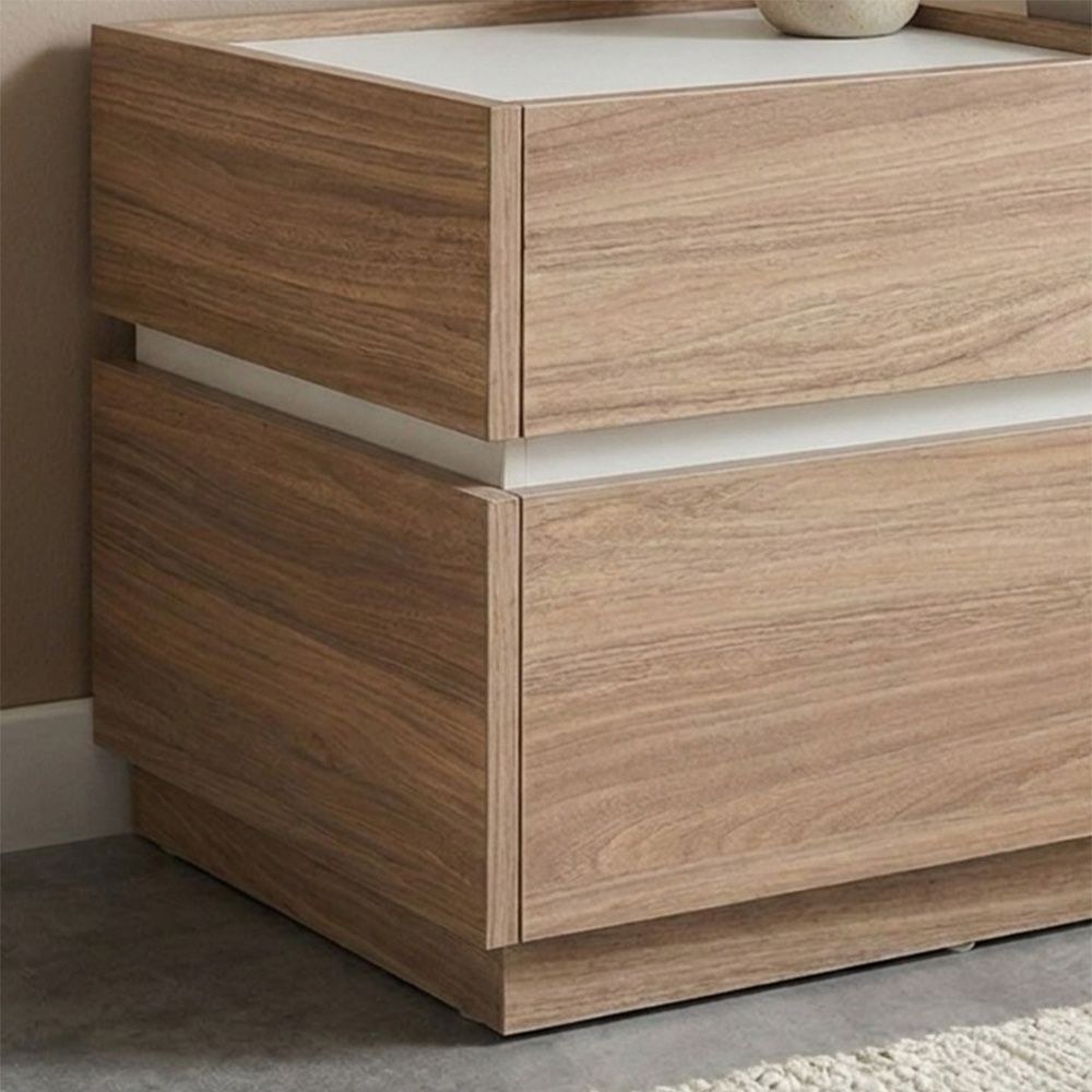 Vallary 2 Drawer Left Night Stand -Grey Walnut/Cream - Image 3