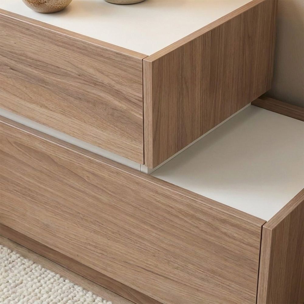 Vallary 2 Drawer Left Night Stand -Grey Walnut/Cream - Image 5