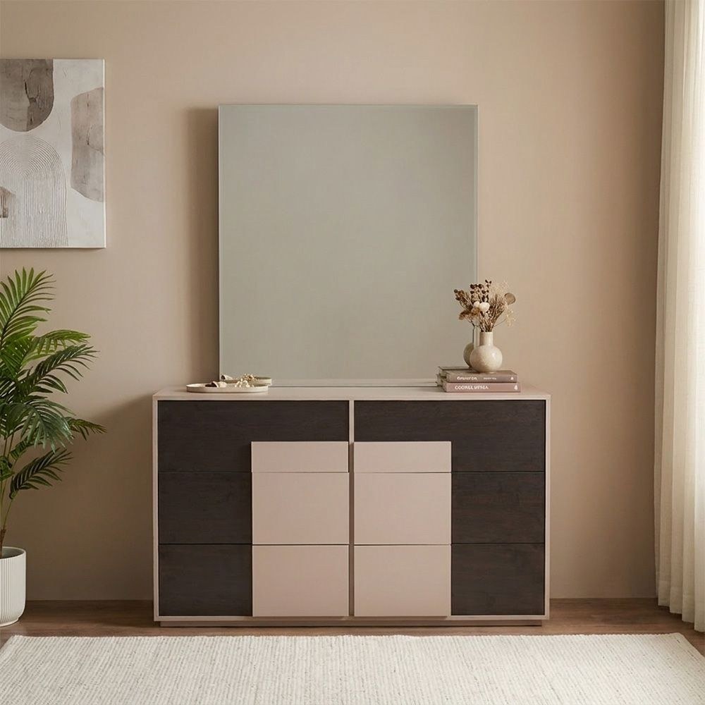 Novette 6 Dresser With Mirror - Taupe/Wenge - Image 2
