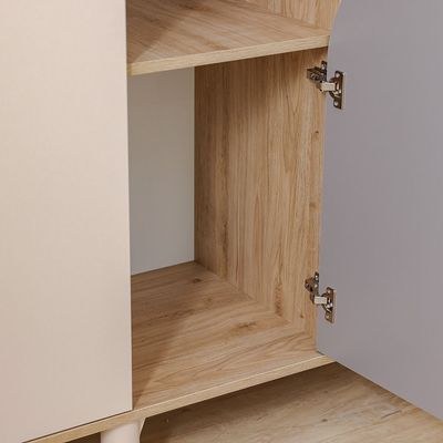 Zeta 4Door Wardrobe With 1 Mirror & Open Shelves-Offwhite & Grey - Image 5