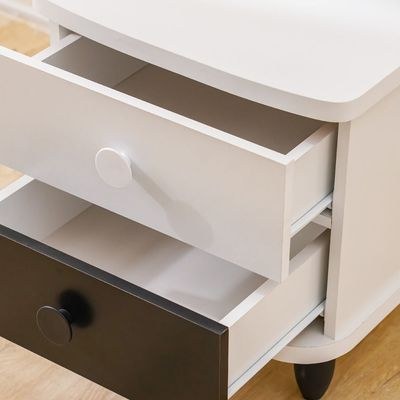 Panda 2 Drawers Nighstand-White & Black - Image 3