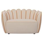 Petal 2 Seater Velvet Kids Sofa-Light Beige & Peach