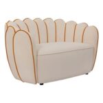 Petal 2 Seater Velvet Kids Sofa-Light Beige & Peach