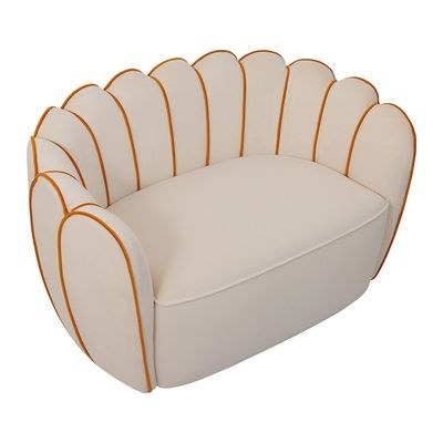 Petal 2 Seater Velvet Kids Sofa-Light Beige & Peach - Image 4