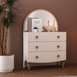 Caramel 3-Drawer Dresser with Mirror - White/Brown - With 5-Year Warranty