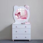 Kitty 3Drawers Dresser With Mirror-White+Pink