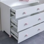 Kitty 3Drawers Dresser With Mirror-White+Pink