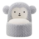 Fluffy Momo Kids Chair - Light Grey/White - With 2-Year Warranty