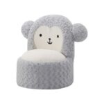 Fluffy Momo Kids Chair - Light Grey/White - With 2-Year Warranty
