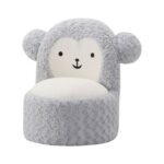 Fluffy Momo Kids Chair - Light Grey/White - With 2-Year Warranty