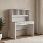 Swiss 2-Drawer Study Desk with Hutch - Light Oak + White - With 2-Year Warranty