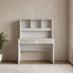 Swiss 2-Drawer Study Desk with Hutch - Light Oak + White - With 2-Year Warranty