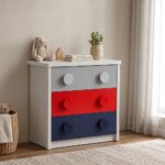 Blocks 3 Drawers Dresser-Grey &Red+Blue