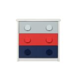 Blocks 3 Drawers Dresser-Grey &Red+Blue