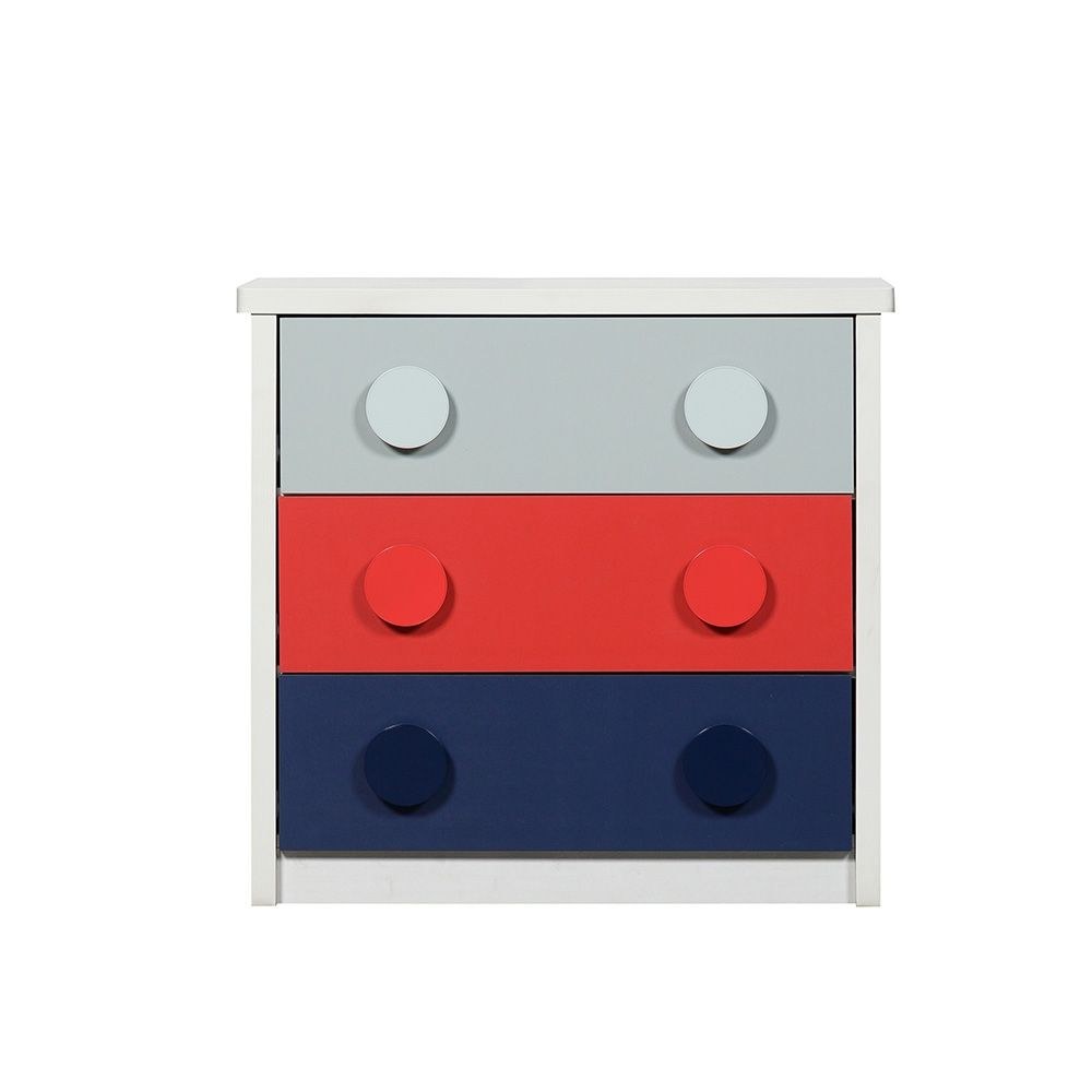Blocks 3 Drawers Dresser-Grey &Red+Blue - Image 2