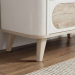 Swiss 3 Drawers Dresser With Mirror-Light Oak+White