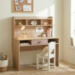 Bella 1Drawer Study Desk With Hutch-Pink & Oak