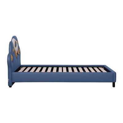 Space Rocket 90x200 Upholstered Kids Bed-Blue - Image 4