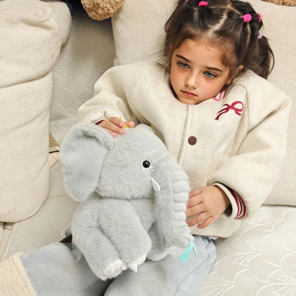 Elephant Toto Soft Toy With Golden Crown 22cm-Grey - Image 3