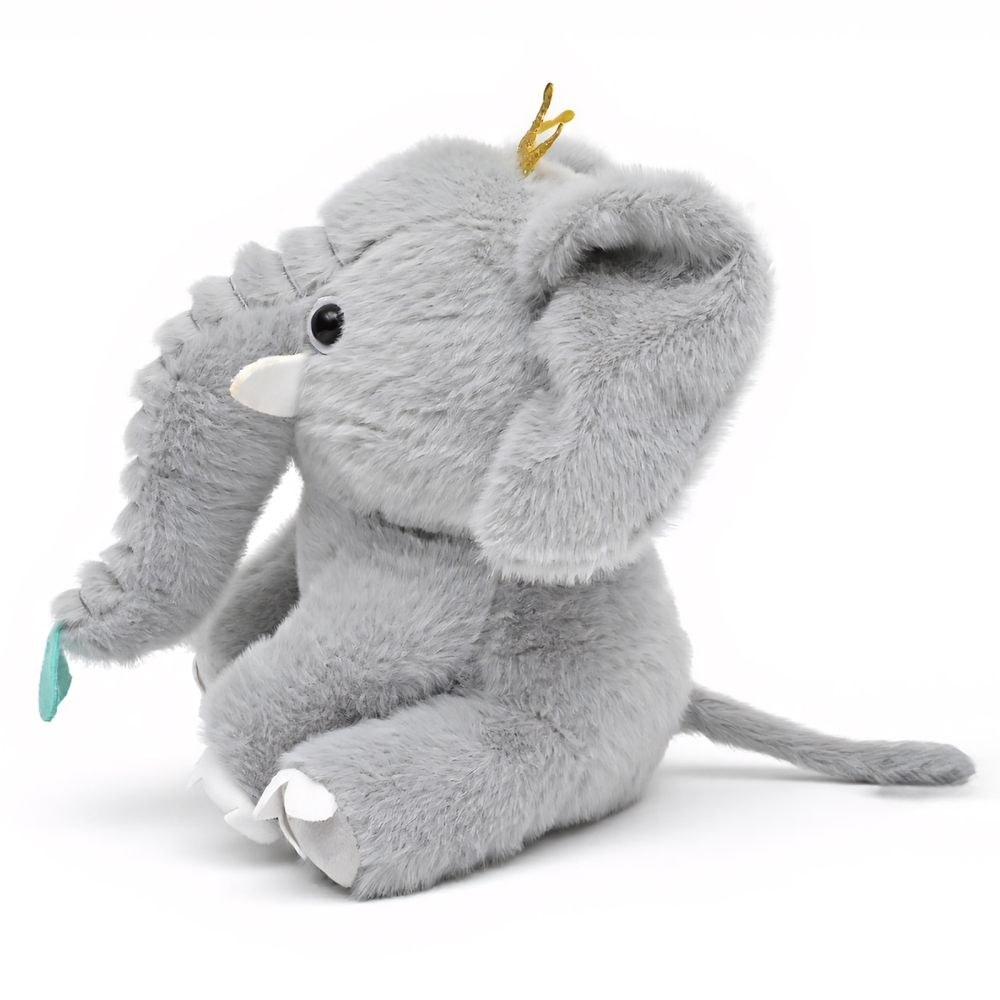 Elephant Toto Soft Toy With Golden Crown 22cm-Grey - Image 4