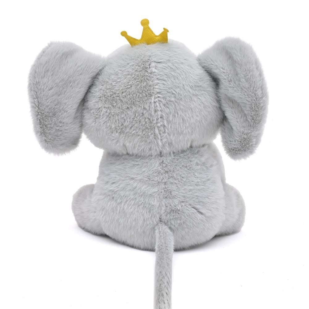 Elephant Toto Soft Toy With Golden Crown 22cm-Grey - Image 5