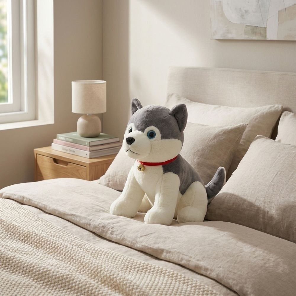Husky Pup Toto Soft Toy 35cm-Grey & White