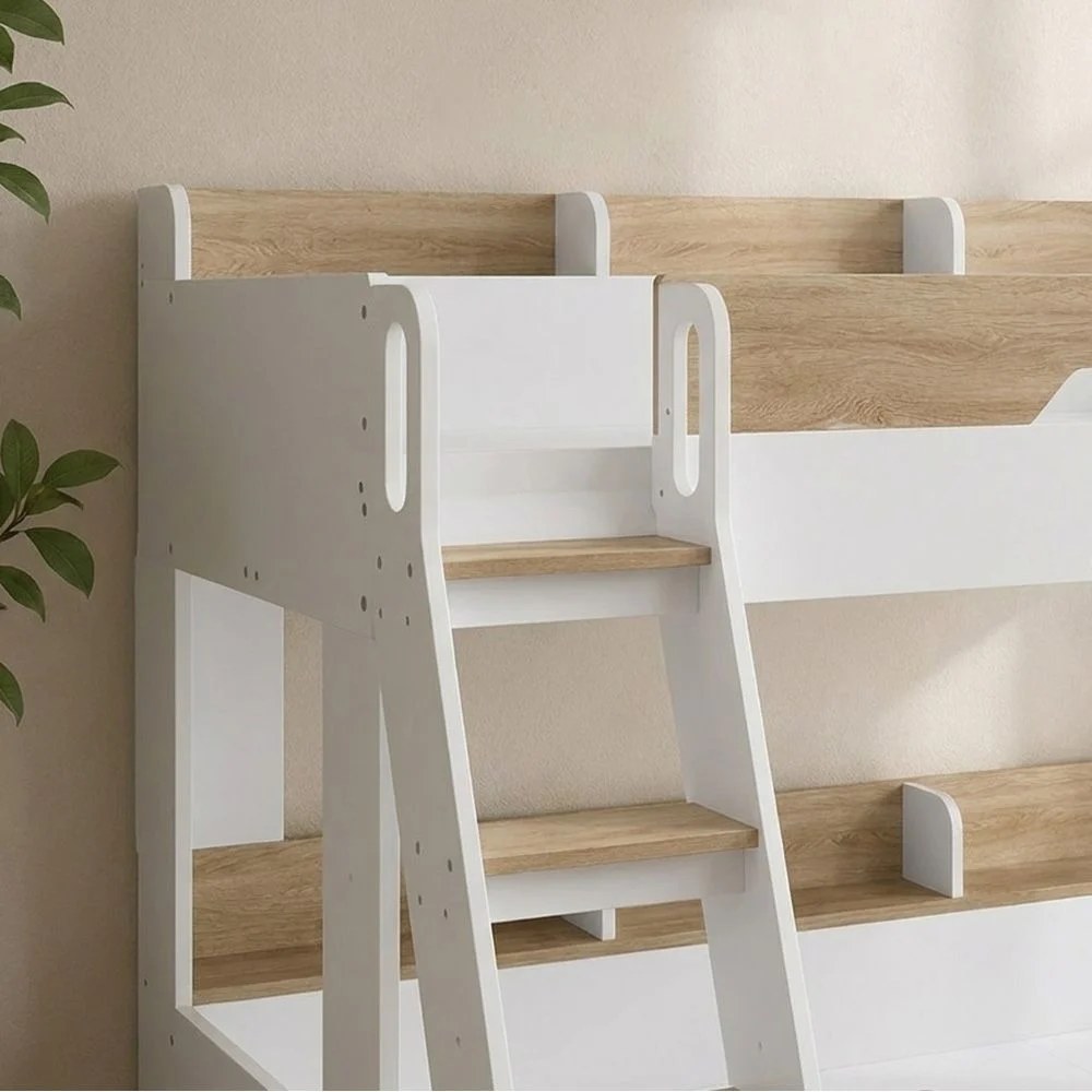 Kinder 90/120x200 Dual Size Kids’ Bunk Bed with Drawer Storage-White & Sonoma Oak-With 2-Year Warranty - Image 4