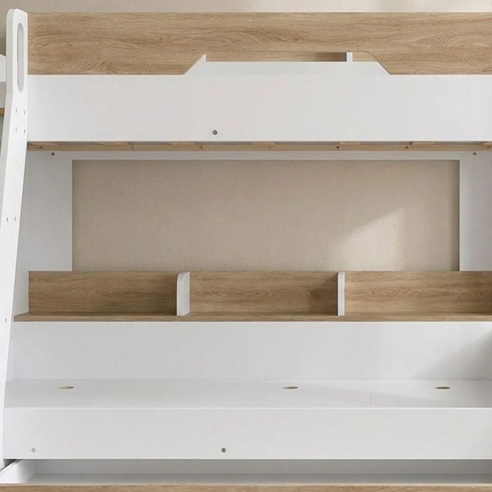 Kinder 90/120x200 Dual Size Kids’ Bunk Bed with Drawer Storage-White & Sonoma Oak-With 2-Year Warranty - Image 5